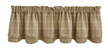 Fieldstone Plaid Valance - Cream Lined Layered Park Designs - The Fox Decor